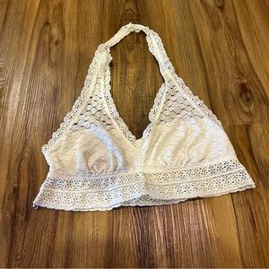 White Aerie Lace Halter Bralette Size Medium